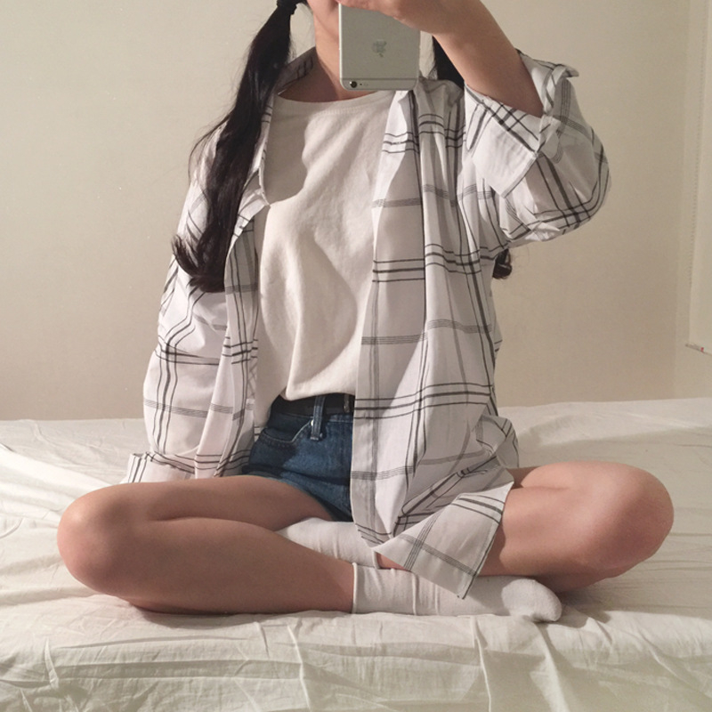 Ženska karirana košulja s reverom, dugi rukavi, cardigan stil, jesenji ležerni top