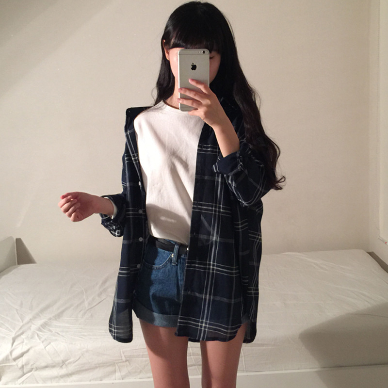 Ženska karirana košulja s reverom, dugi rukavi, cardigan stil, jesenji ležerni top