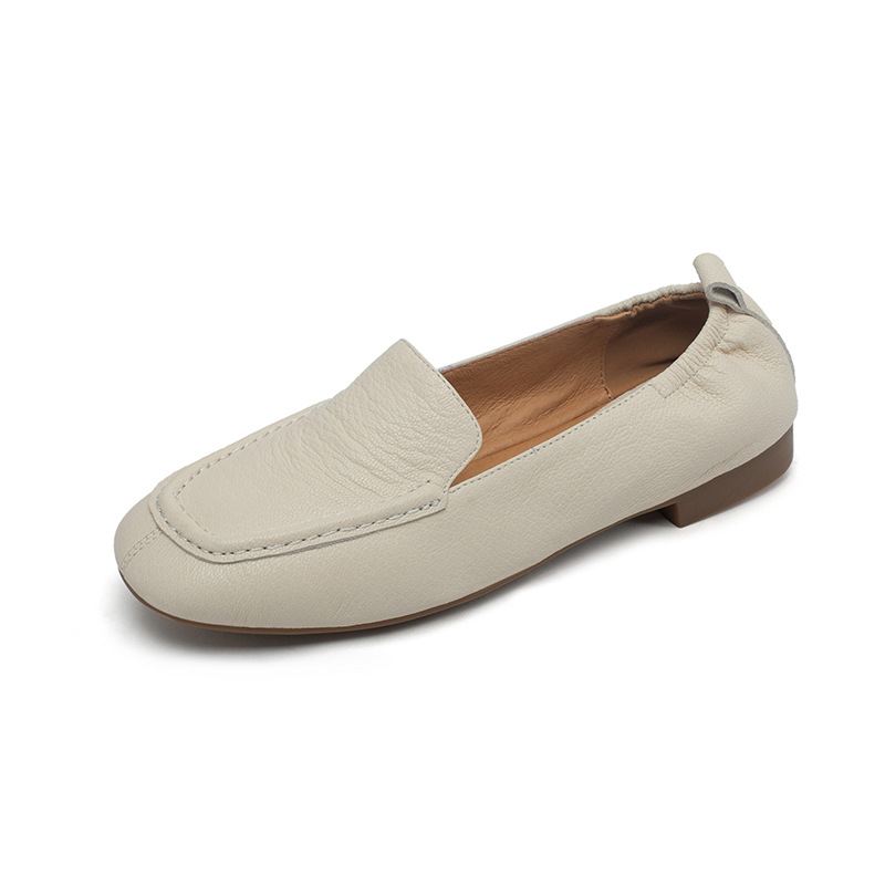 Loaferice od kože koze, izuzetno mek potplat, bijele kožne slip-on cipele, ravna potplata, retro stil bake