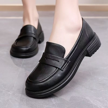 Ženske loafers od PU kože, okrugli vrh, mekana gumena potplata, platforma, britanski stil, svakodnevne udobne cipele, jesen 2025