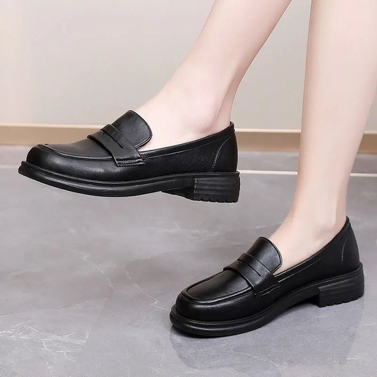 Ženske loafers od PU kože, okrugli vrh, mekana gumena potplata, platforma, britanski stil, svakodnevne udobne cipele, jesen 2025