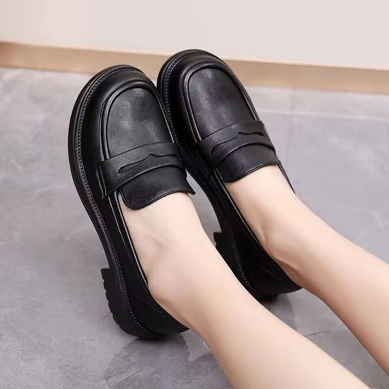 Ženske loafers od PU kože, okrugli vrh, mekana gumena potplata, platforma, britanski stil, svakodnevne udobne cipele, jesen 2025