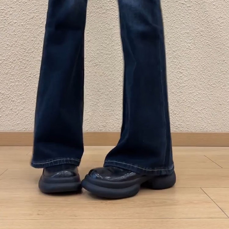Ženske crne mokasine s debelim potplatom, britski retro stil, slip-on cipele za svakodnevnu upotrebu