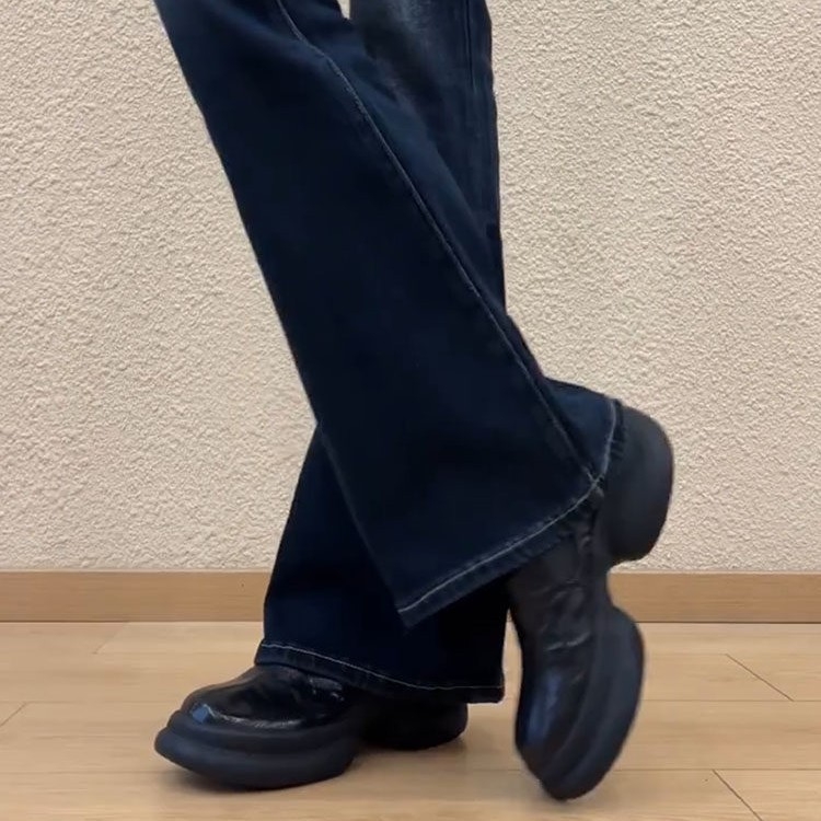 Ženske crne mokasine s debelim potplatom, britski retro stil, slip-on cipele za svakodnevnu upotrebu