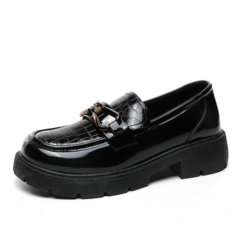K1803 Ženske kožne loaferice s platformom, jednofarbni dizajn, visina potplata 3–5 cm, ljetni kampus stil, korejski modni trend