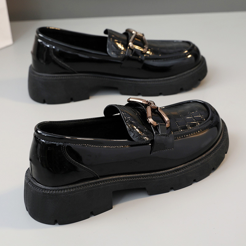 K1803 Ženske kožne loaferice s platformom, jednofarbni dizajn, visina potplata 3–5 cm, ljetni kampus stil, korejski modni trend