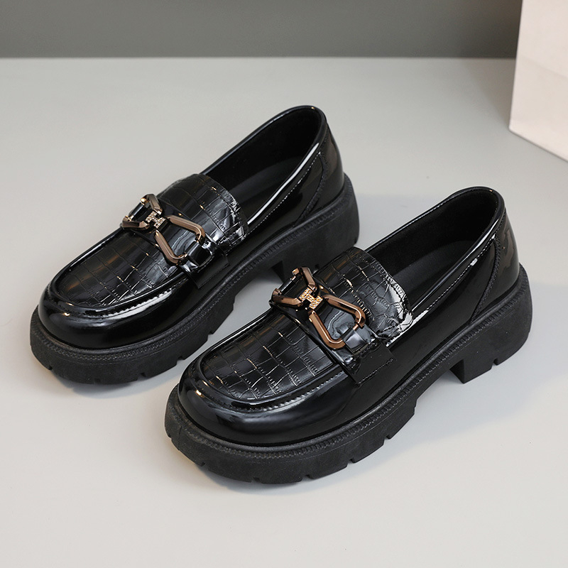 K1803 Ženske kožne loaferice s platformom, jednofarbni dizajn, visina potplata 3–5 cm, ljetni kampus stil, korejski modni trend