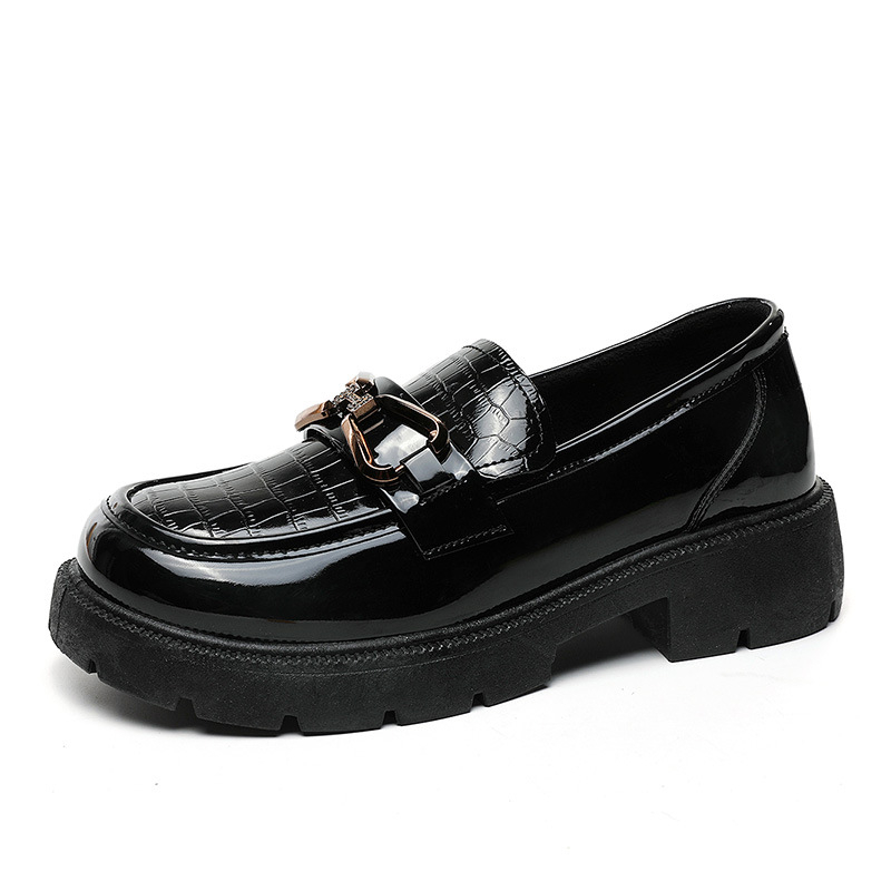 K1803 Ženske kožne loaferice s platformom, jednofarbni dizajn, visina potplata 3–5 cm, ljetni kampus stil, korejski modni trend