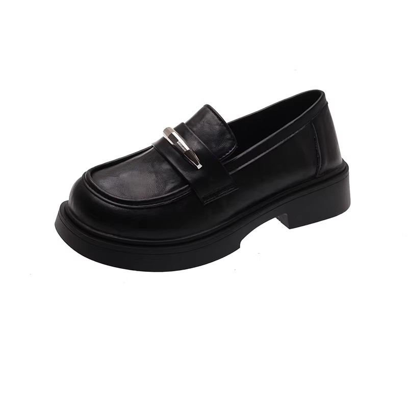 Ženske kožne loaferice slip-on s britanskim stilom, debela potplata i niski blok potpetica, proljeće-ljeto 2026