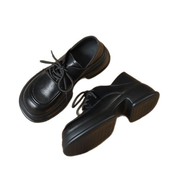 Ženske kožne loaferice s debelim potplatom, britanski stil, vezanje, jesen 2025, retro platforma