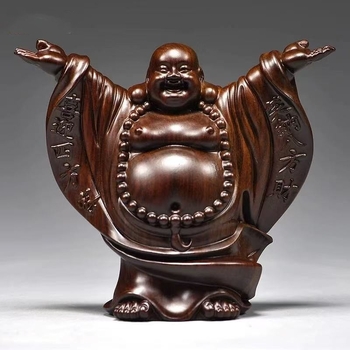 Statuja Maitreya Buda od ebanovine, drvena ukrasna figura za dnevni boravak