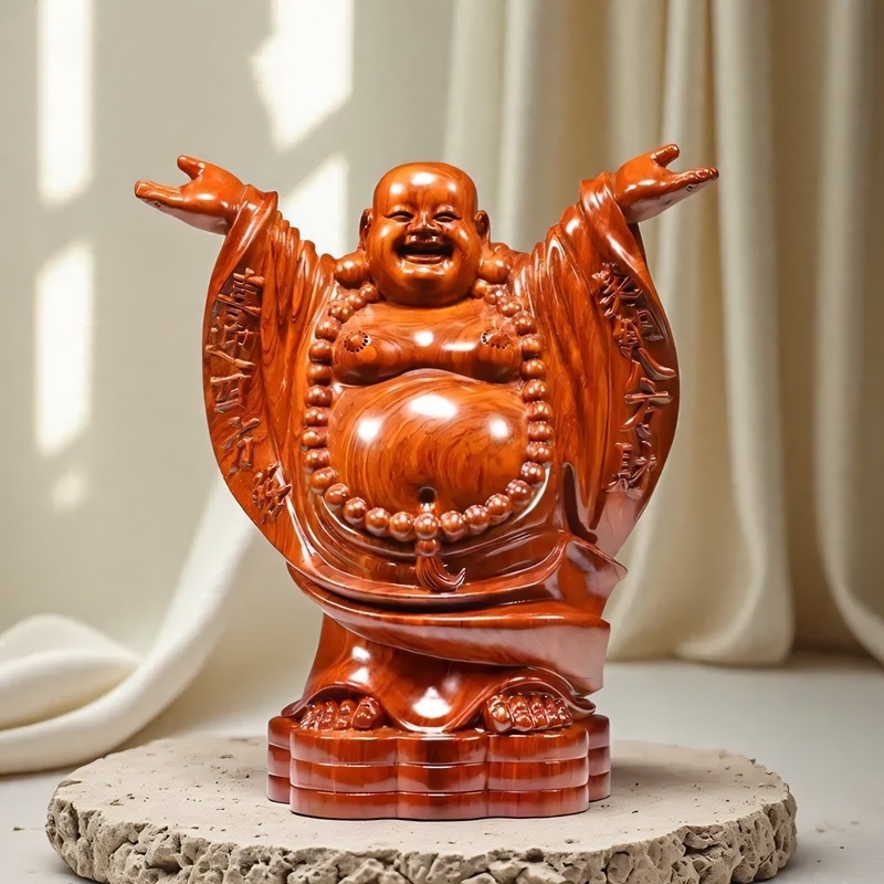 Statuja Maitreya Buda od ebanovine, drvena ukrasna figura za dnevni boravak