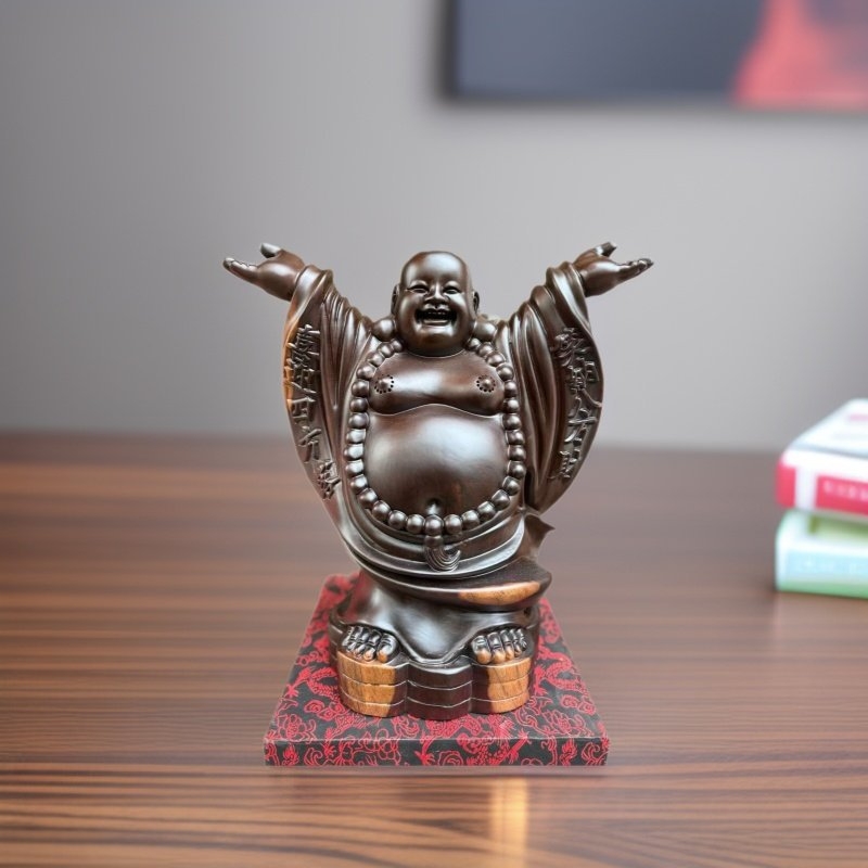 Statuja Maitreya Buda od ebanovine, drvena ukrasna figura za dnevni boravak