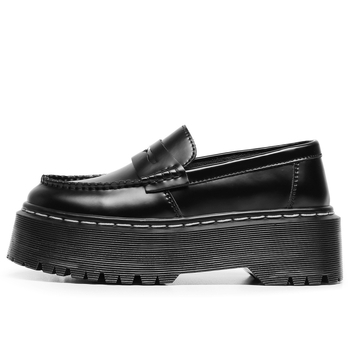 Unisex loaferice od prave kože s platformom, okrugli vrh, britanski stil