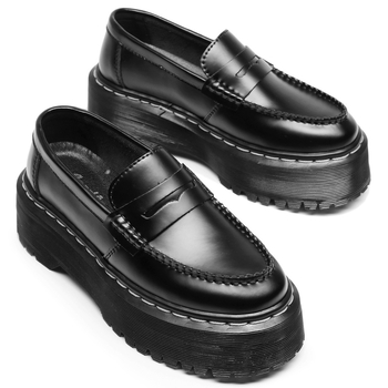 Unisex loaferice od prave kože s platformom, okrugli vrh, britanski stil