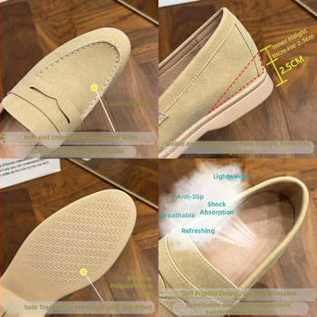 2025 ljetni udobni slip-on loaferi, britanski stil, unutarnje povećanje visine, mikrovlakna gornja, za žene
