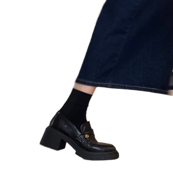 Ženske loaferice od mekane mikrovlaknaste kože, s debelom potplatom, slip-on, visok 6–8 cm, za jesen, britanski retro stil