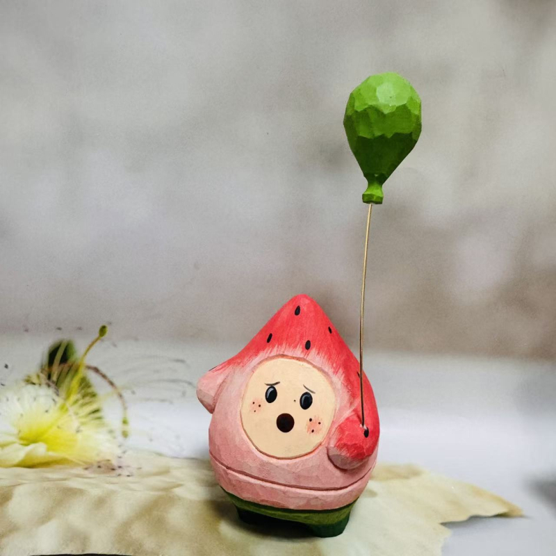 Drvena ukrasna skulptura – figura čovjek dinja, moderni minimalistički dizajn