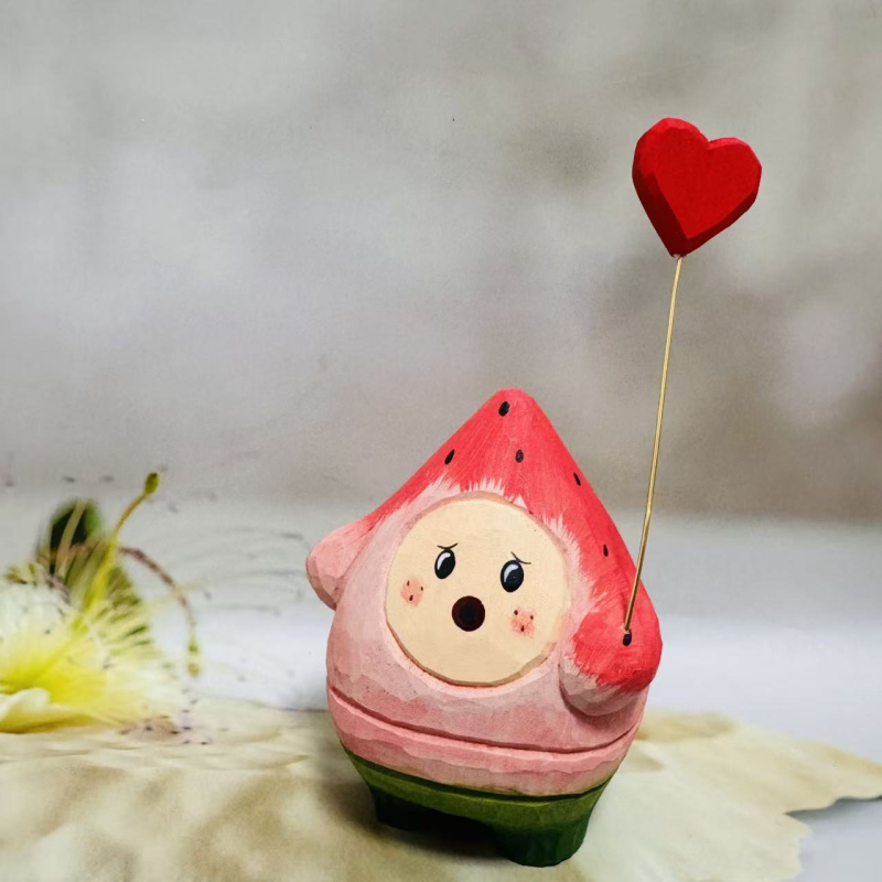 Drvena ukrasna skulptura – figura čovjek dinja, moderni minimalistički dizajn