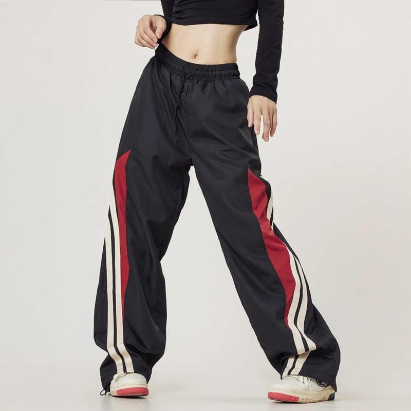 Ženske Harajuku retro street jogger hlače s elastičnim pojasom, patchwork dizajnom, visokim strukom i širokim opuštenim krojem