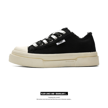 Wang Yibo inspirirane polumjesečne platnene tenisice, retro debeli potplat, crne, unisex casual obuće