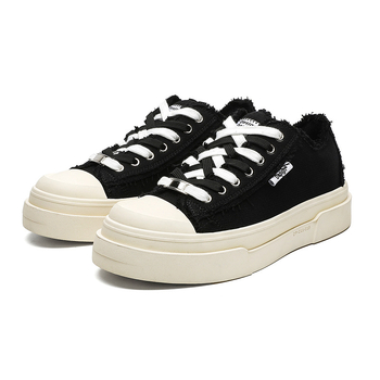 Wang Yibo inspirirane polumjesečne platnene tenisice, retro debeli potplat, crne, unisex casual obuće