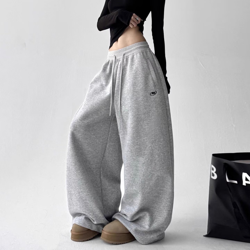 Crne široke sportske hlače za žene, za hip-hop i jazz ples, jesen-zima, urbani casual stil