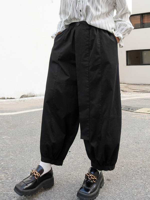 Pantalone japanskog stila, retro jesen, jednobojne, panelno šivanje, uske do gležnja