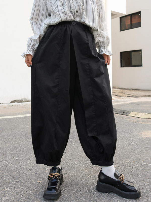 Pantalone japanskog stila, retro jesen, jednobojne, panelno šivanje, uske do gležnja