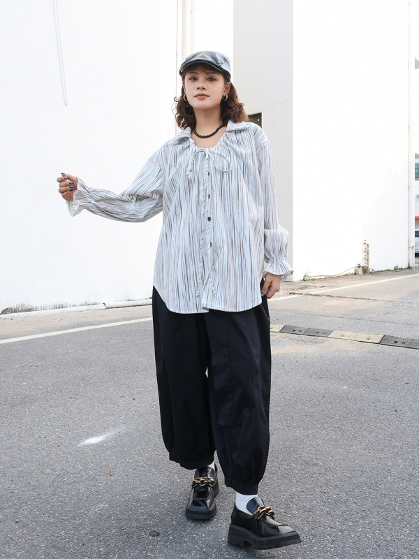 Pantalone japanskog stila, retro jesen, jednobojne, panelno šivanje, uske do gležnja