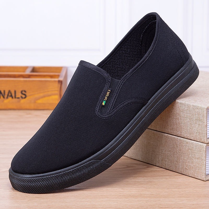 Muške platnene slip-on tenisice, protuklizne, izdržljive, crne, s niskim profilom, prozračne casual obuće