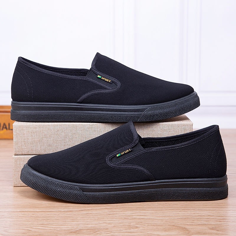 Muške platnene slip-on tenisice, protuklizne, izdržljive, crne, s niskim profilom, prozračne casual obuće