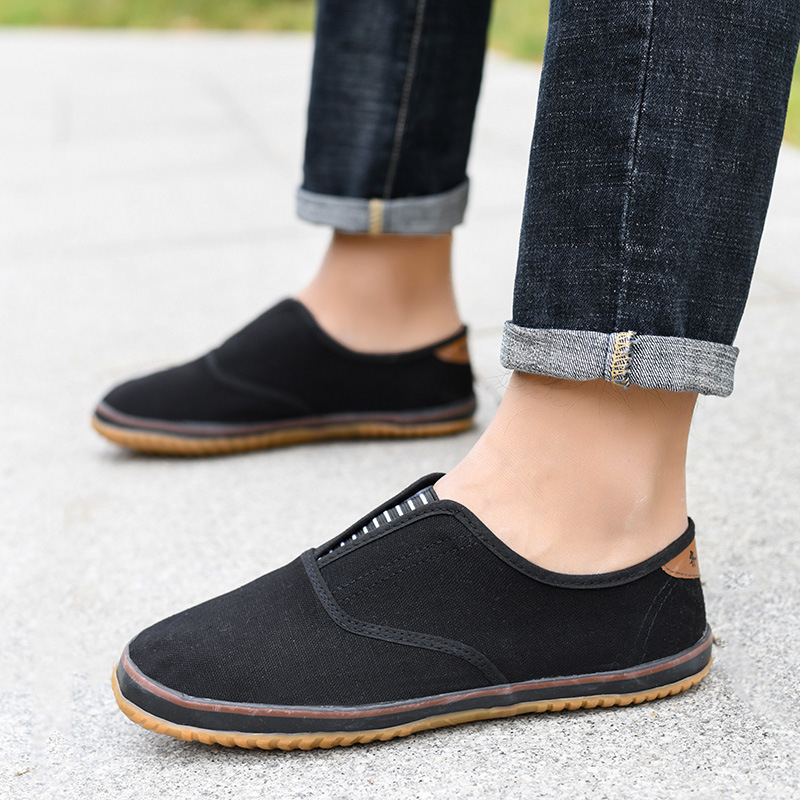 Muške deck tenisice za gradilište, platnene, s potplatom od teleće tetive, niski kroj, protuklizni mekani potplat, slip-on