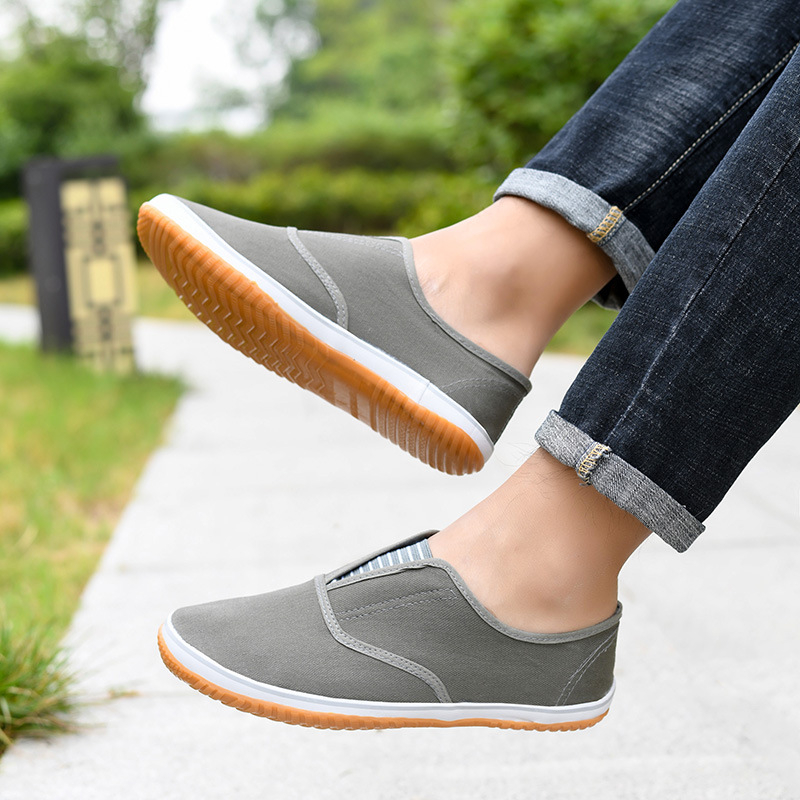 Muške deck tenisice za gradilište, platnene, s potplatom od teleće tetive, niski kroj, protuklizni mekani potplat, slip-on
