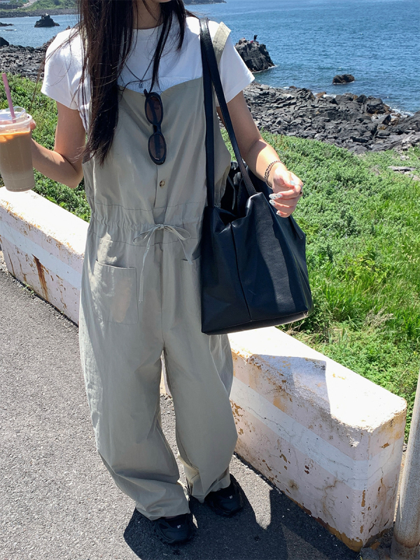Korejski stil dizajna, casual kombinezon s naramenicama, retro radno odjeće 530734