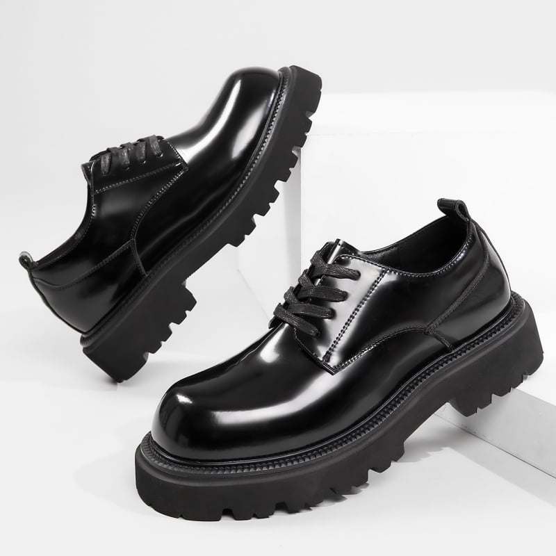 Muške casual derby cipele s PU gornjim dijelom, okrugla nosnica, britanski stil, lagane, debeli potplat za povećanje visine