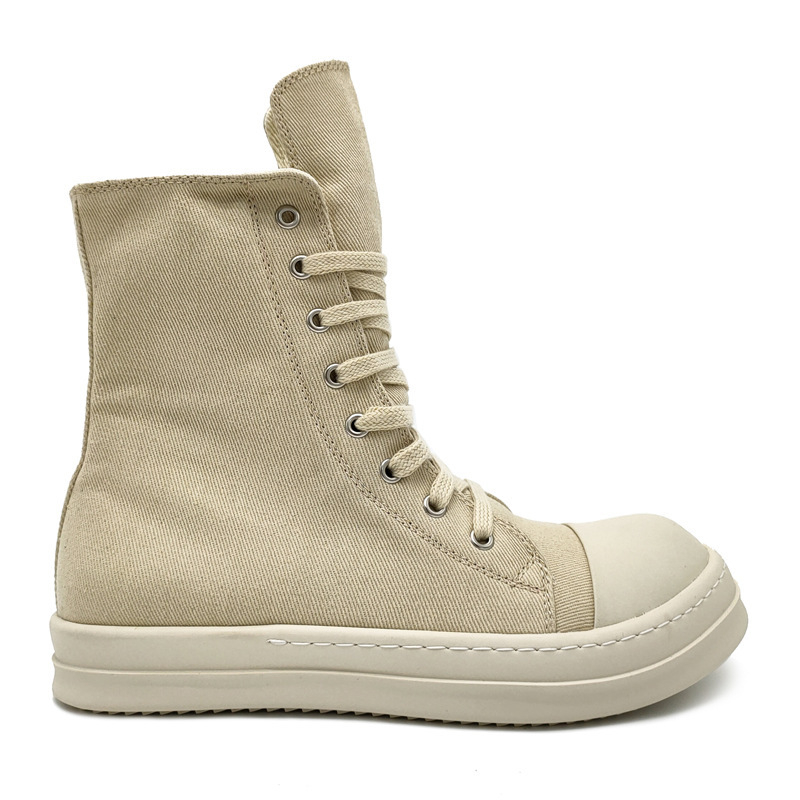 Platnene tenisice s debelim potplatom za povečanje visine, visokim gornjim dijelom, unisex, casual, bočni zatvarač i vezanje
