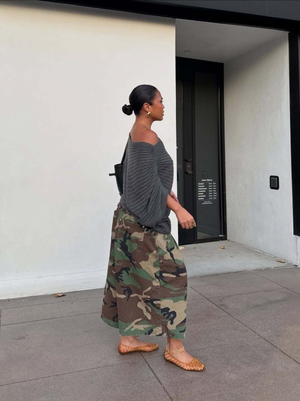 M80827 Ženske kamuflažne cargo hlače, slobodnog kroja, širokih nogavica, svakodnevni streetwear, zapadni stil