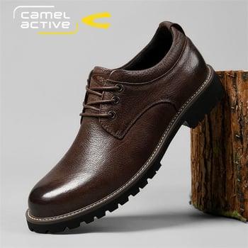 Camel Dynamic muške kožne cipele – casual i poslovni stil, okrugli vrh prsta, prozračan gornji dio od kravlje kože, gumeni potplat, zimske