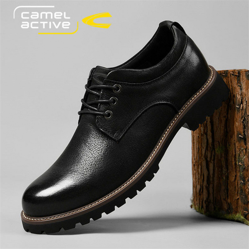 Camel Dynamic muške kožne cipele – casual i poslovni stil, okrugli vrh prsta, prozračan gornji dio od kravlje kože, gumeni potplat, zimske