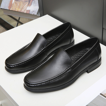 Пролет 2026 Удобни мъжки обувки от естествена кожа с нисък ток, slip-on