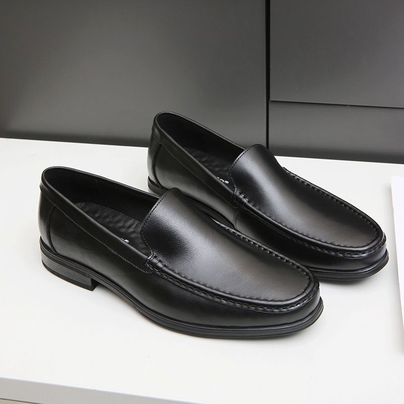 Пролет 2026 Удобни мъжки обувки от естествена кожа с нисък ток, slip-on
