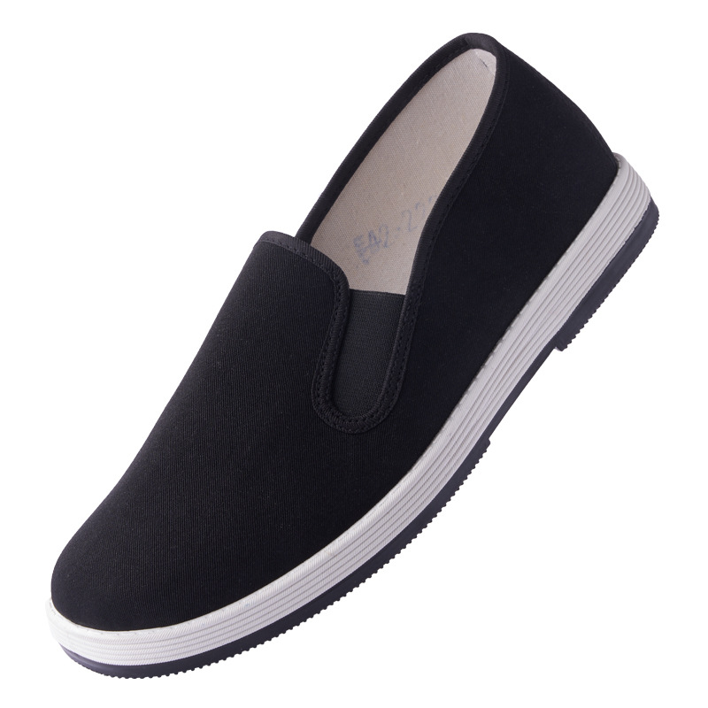 Muške platnene tenisice u stilu Starog Pekinga, crne, prozračne, protuklizne, bez vezica, slip-on