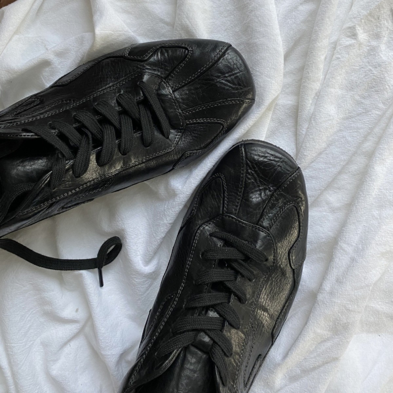 Damske kožne cipele s vezicama, ravne cipele, jesen, retro izlizani stil, četvrtasti vrh, niski pet
