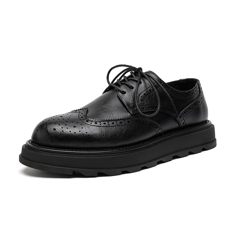 Muške cipele brogue s rezbarijom, britski okrugli nos, moderne formalno casual kožne cipele s debelim potplatom