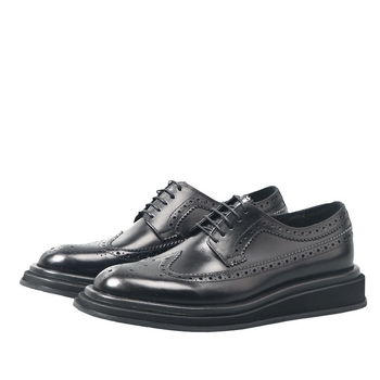 Muške crne kožne brogue cipele sa ugraviranim uzorkom, britanski stil, proljetne formalne cipele za mladoženju, s debelom potplatom