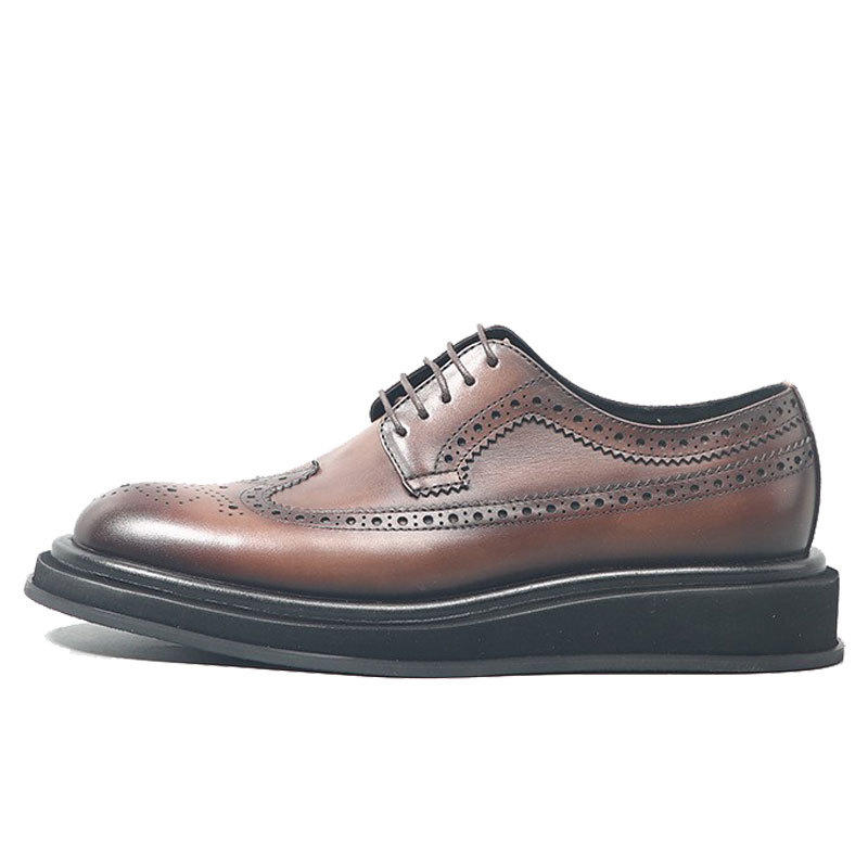 Muške crne kožne brogue cipele sa ugraviranim uzorkom, britanski stil, proljetne formalne cipele za mladoženju, s debelom potplatom