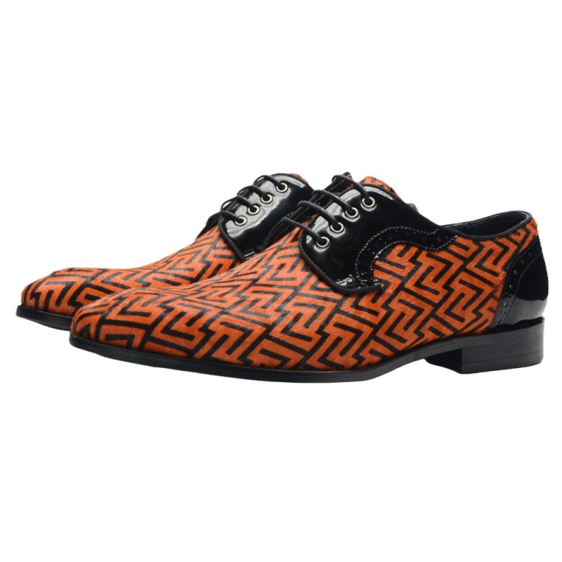 Muške Oxford cipele, poslovno- casual stil s dizajnom Lightning Totem, gornji dio teleće kože, gumeni potplat, velika veličina