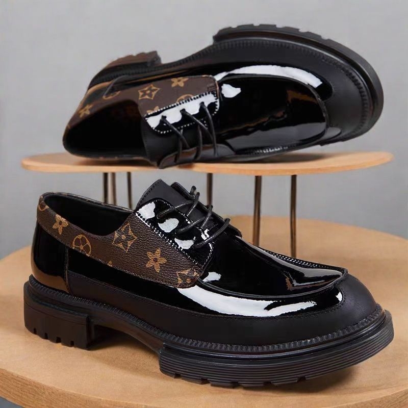 Muške kožne cipele s brogue detaljem, veluru gornji dio, prozračne, vezanje, povećanje visine, britanski stil