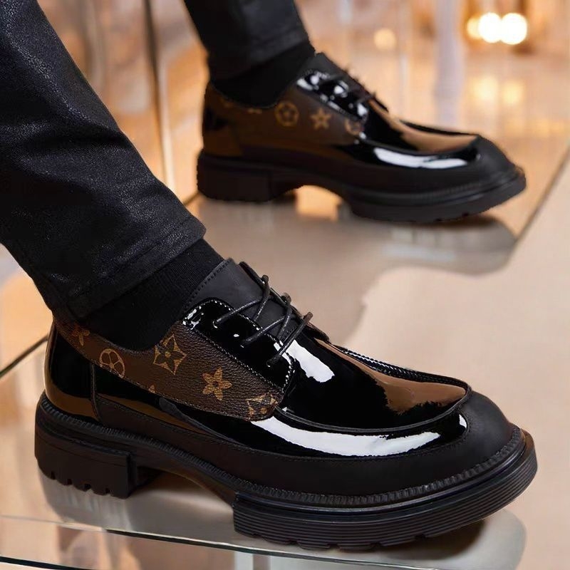 Muške kožne cipele s brogue detaljem, veluru gornji dio, prozračne, vezanje, povećanje visine, britanski stil
